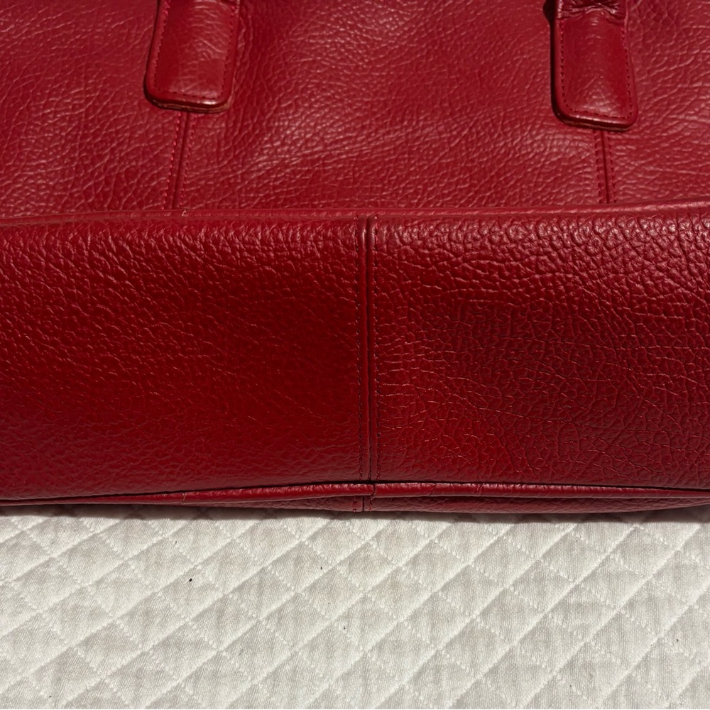 Ameri Leather Chic Red Pebbled Leather Tote - image 5